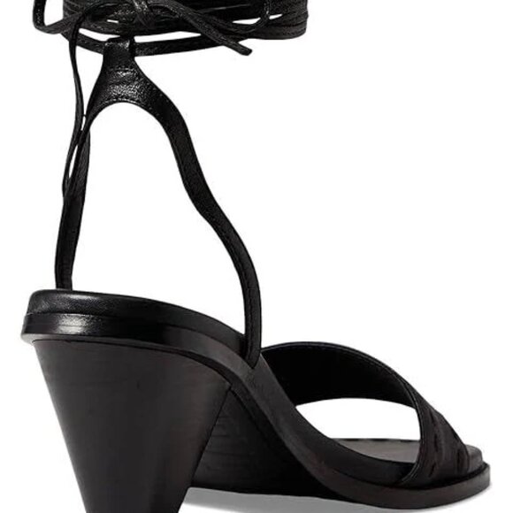 NEW FRYE Leather Estelle Ankle Tie Sandals black for women 567mn - Picture 4 of 10